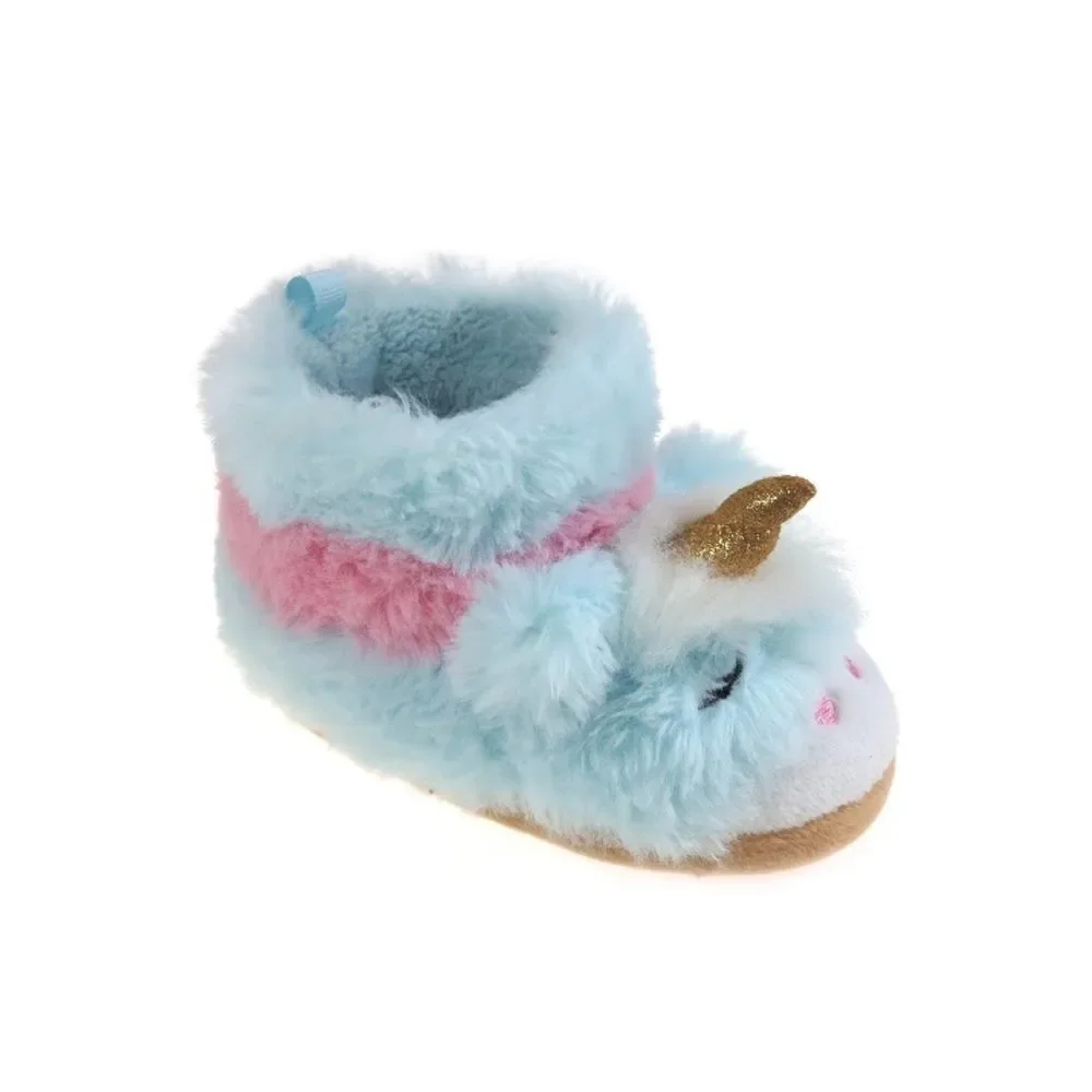 Baby Girls Fuzzy Unicorn Bootie Slipper Shoe Size 6